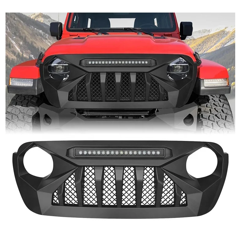 

FRONT GRILLE For JEEP WRANGLER JL accessories 4x4 offroad grille with light LED factory