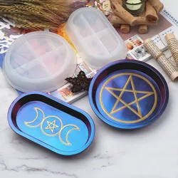 DIY Epoxy Resin Mold Double Moon Star Moon Glue Mirror Plate Dish Silicone Mold For Resin