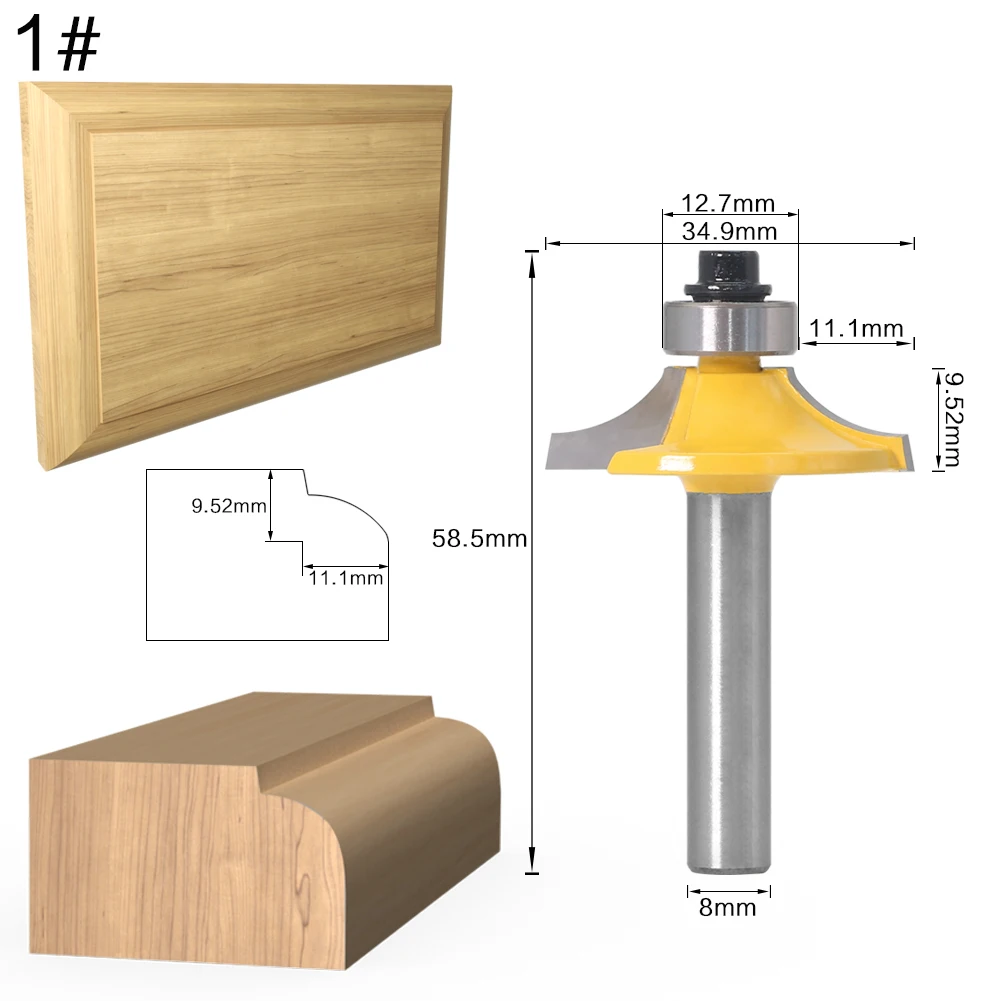 4PC 8mm Shank Drawer Front & Cabinet Door Front Router Bit Set - woodworking cutter woodworking bits