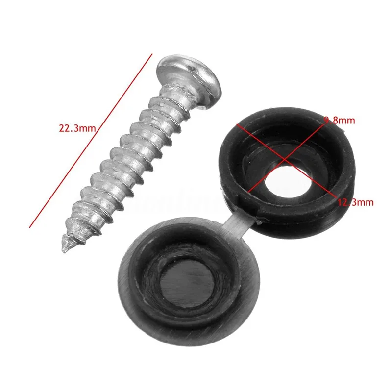 New High Quality 6Pcs Car Number Plate Fixing Fitting Kit Screws And Caps Convenient Durable Black White Yellow Caps#294009