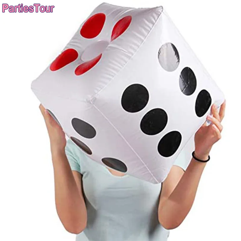 Casino Theme Party Decor Inflatable Dice 35cm Big Dice Stage Prop Inflatable Balloon Dice Party Pool Beach Toy For Poker Party