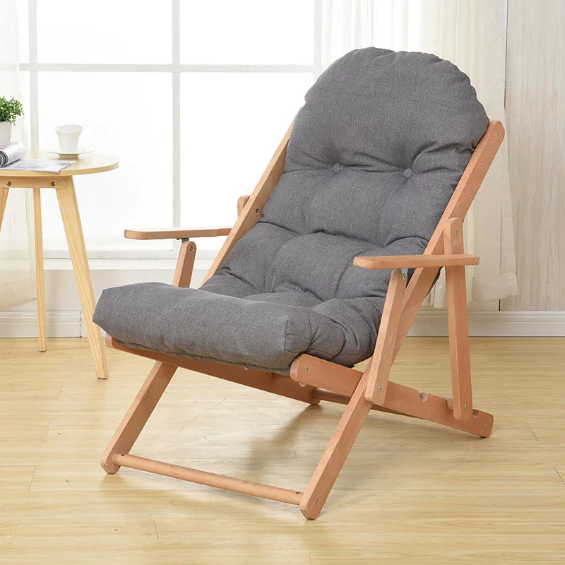 Leisure Rocking Chair Solid Wood Folding Lounge Chair Simple Lazy Chair Lazy Sofa Recliner Living Room Bedroom Balcony Furniture