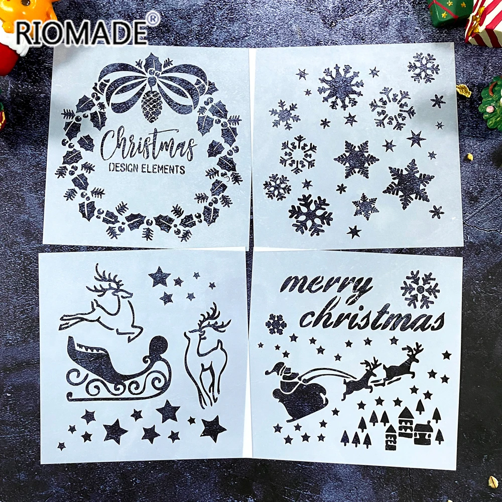 Christmas Series Cake Stencils Plastic Sugar Sieve Mold Fondant Printing Mould Cake Decoration Spray Flower Template Baking Tool