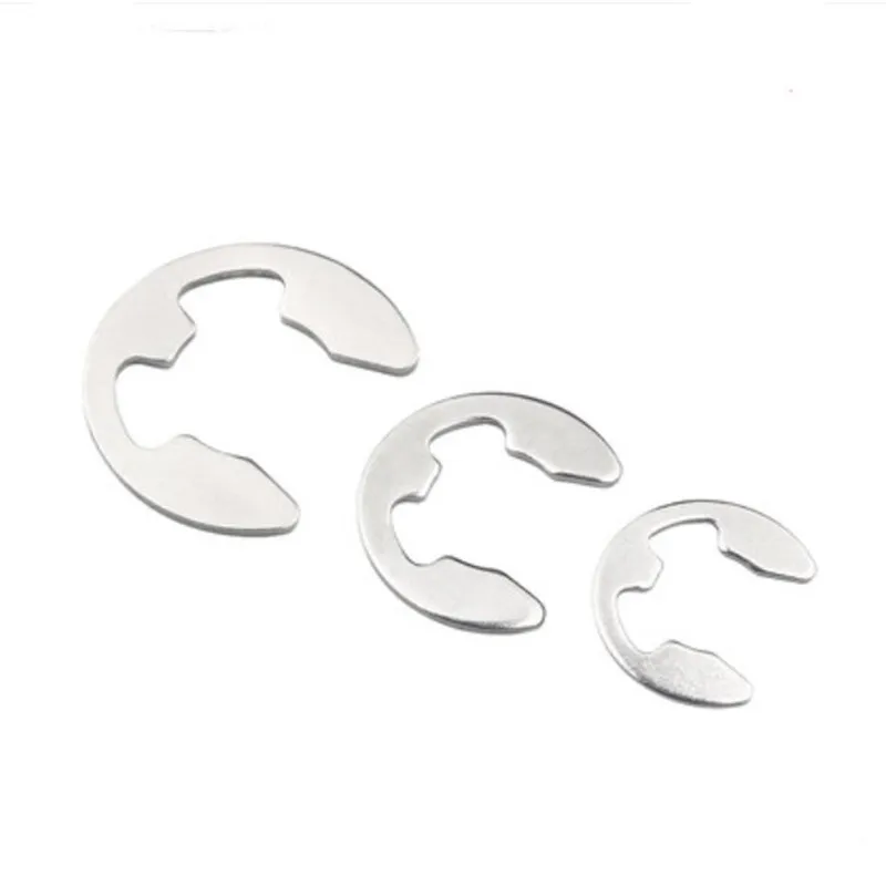 10/50/100 M1.2 M1.5 M2 M3 M3.5 M4 M5 M6 M7 M8 M9 M10 304 Stainless Steel E Clip Circlip Retaining Ring Washer for Shaft Fastener