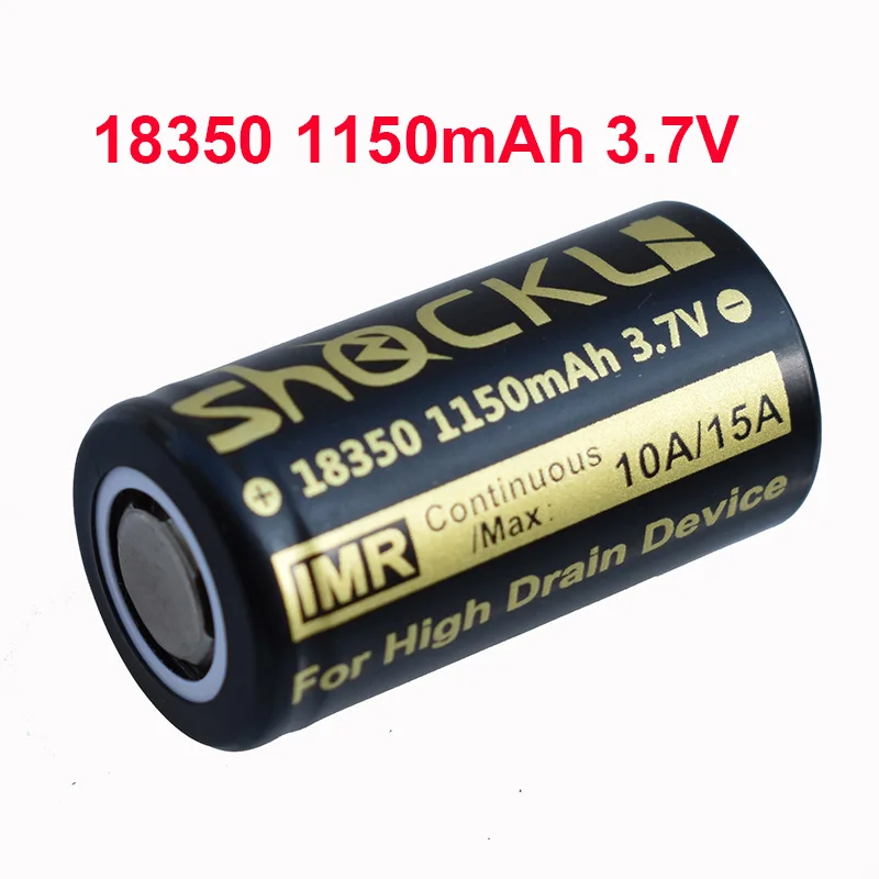 Shockli IMR18350 1150mAh lithium battery 3.7V rechargeable  continuous 10A discharger current BATTERY 18350