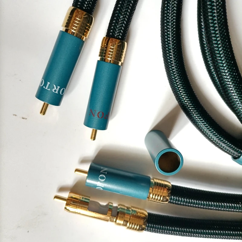 Hi-end 8N OFC Ortofon Fio AMP Alto-falante Interconnector de áudio Hifi Cabos RCA de áudio com anel