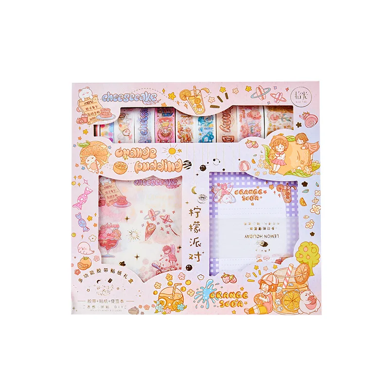 Juego de cintas Washi kawaii, bonitas pegatinas de papel de aluminio, Bloc de notas y papelería, Kit de suministros escolares, cinta adhesiva DIY,