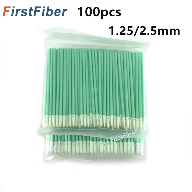 Fiber Optic Cleaning Sticks Fiber Optic swabs For 1.25mm/2.5mm LC/SC/FC/ST Connectors/ adaptors, 100PCS fiber cleaning rod