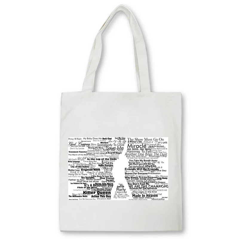 Freddie Mercury-Bolso de compras con letras divertidas para mujer, bandolera de lona de gran capacidad