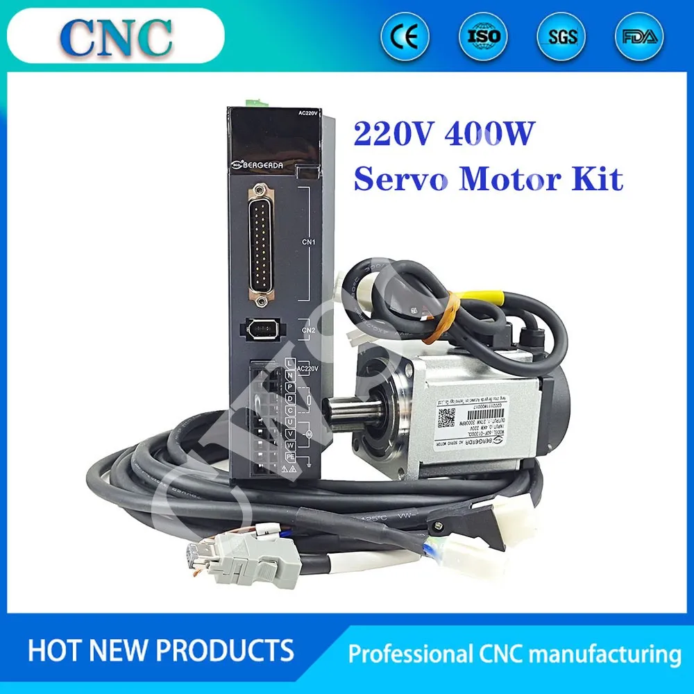 

CNC 0.4KW AC servo motor driver 400W high precision motor 1.27NM 3000r/min with brake, input AC 220V, small engraving machine