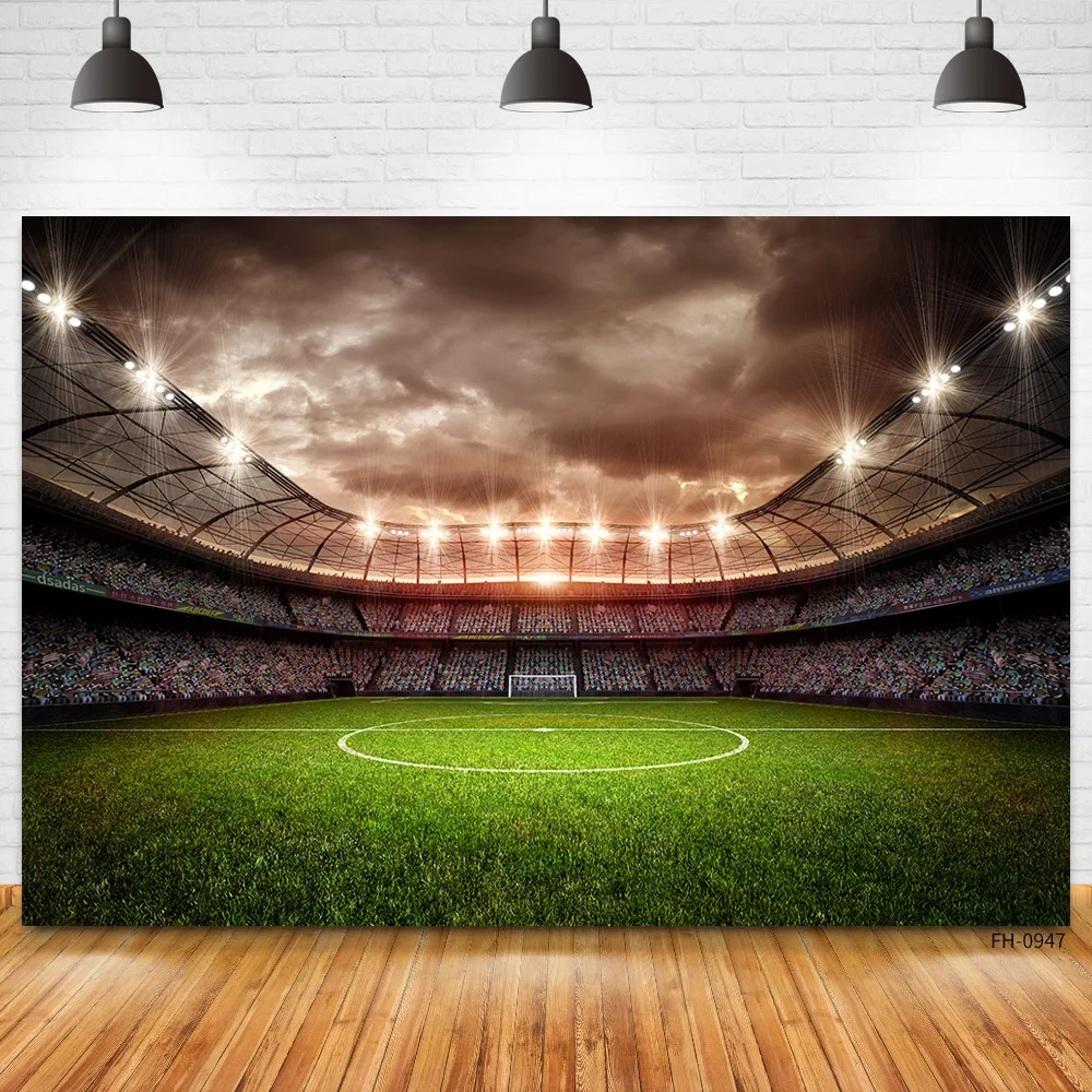 Customize Soccer Football Field Stadium Background Photography For Birthday Boy Photocall  Communion Baby Photo Studio Backdrops