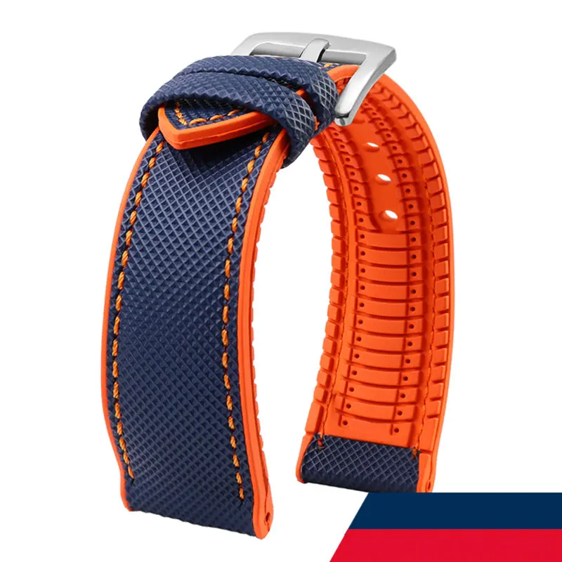 Carbon fiber rubber watchband 19 20mm 21mm 22mm 23 24mm for Longines Seiko omega Hamilton silicone strap wristband accessories image 3