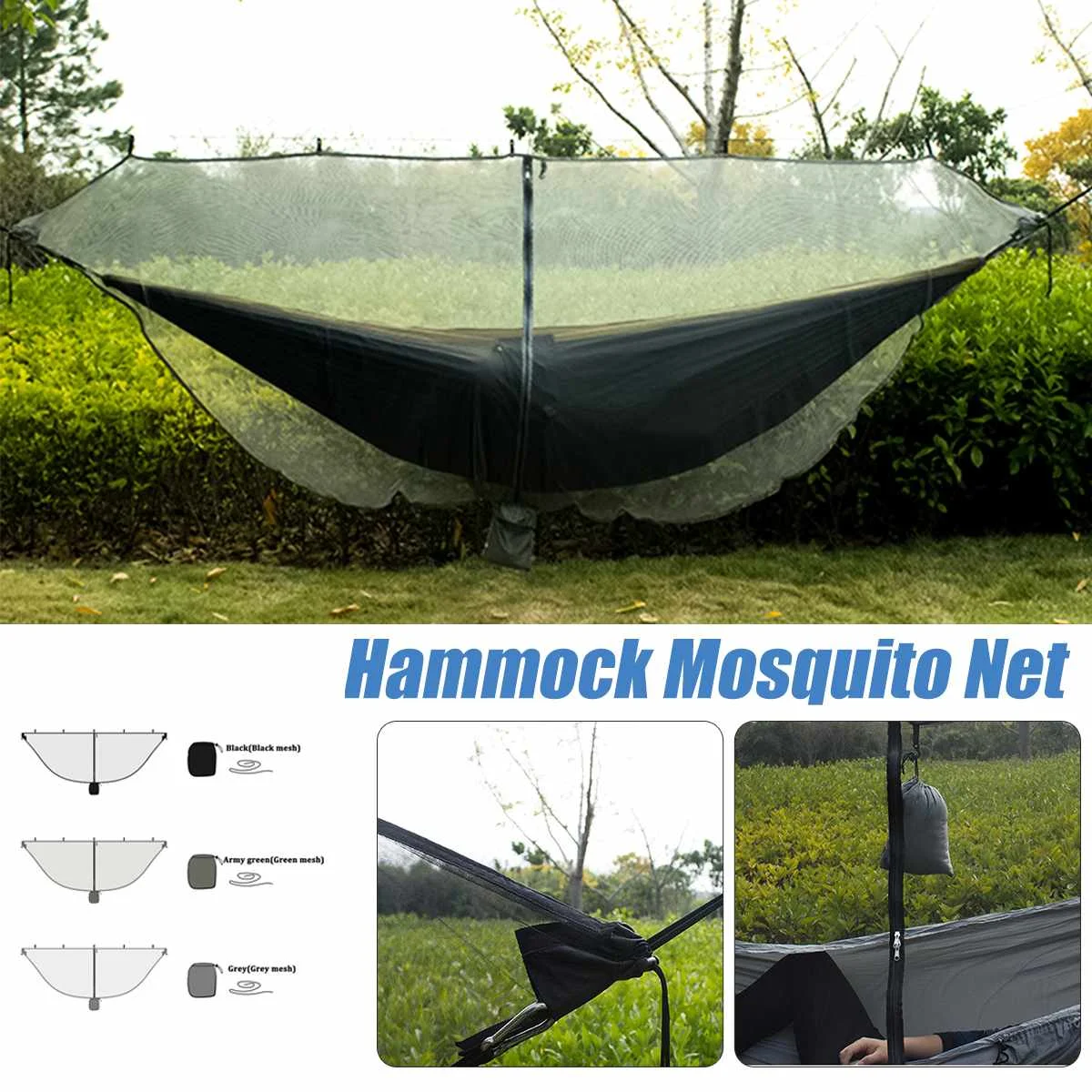 Mosquitera portátil para exteriores, hamaca de viaje de fácil configuración, tela de nailon para acampar, mosquitera plegable para dos personas