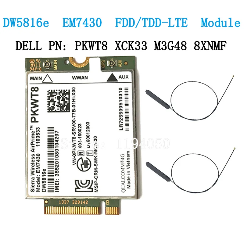 WDXUN EM7430 DW5816e  GOBI6000 4G  LTE module EM7430 DW5816 for Latitude 7280 7285 7290 7389 7390 7480 7490 E7470  Cat6 DW5811e