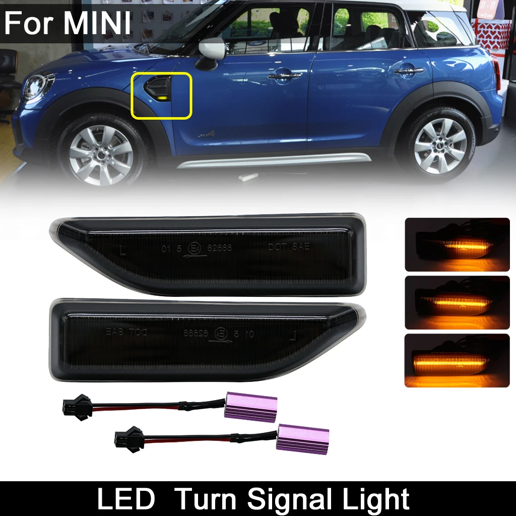 

DynamicFor LED Side Marker Light For Mini Cooper Countryman F60 2017-UP Smoked Lens Car Front Blinker Amber Turn Signal Lamp