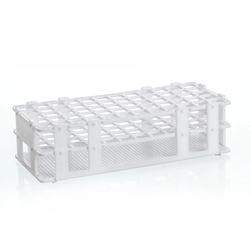 Estante de plástico para tubos de ensayo de 16mm x 60 agujeros, blanco, desmontable (60 agujeros), caja de 15ml