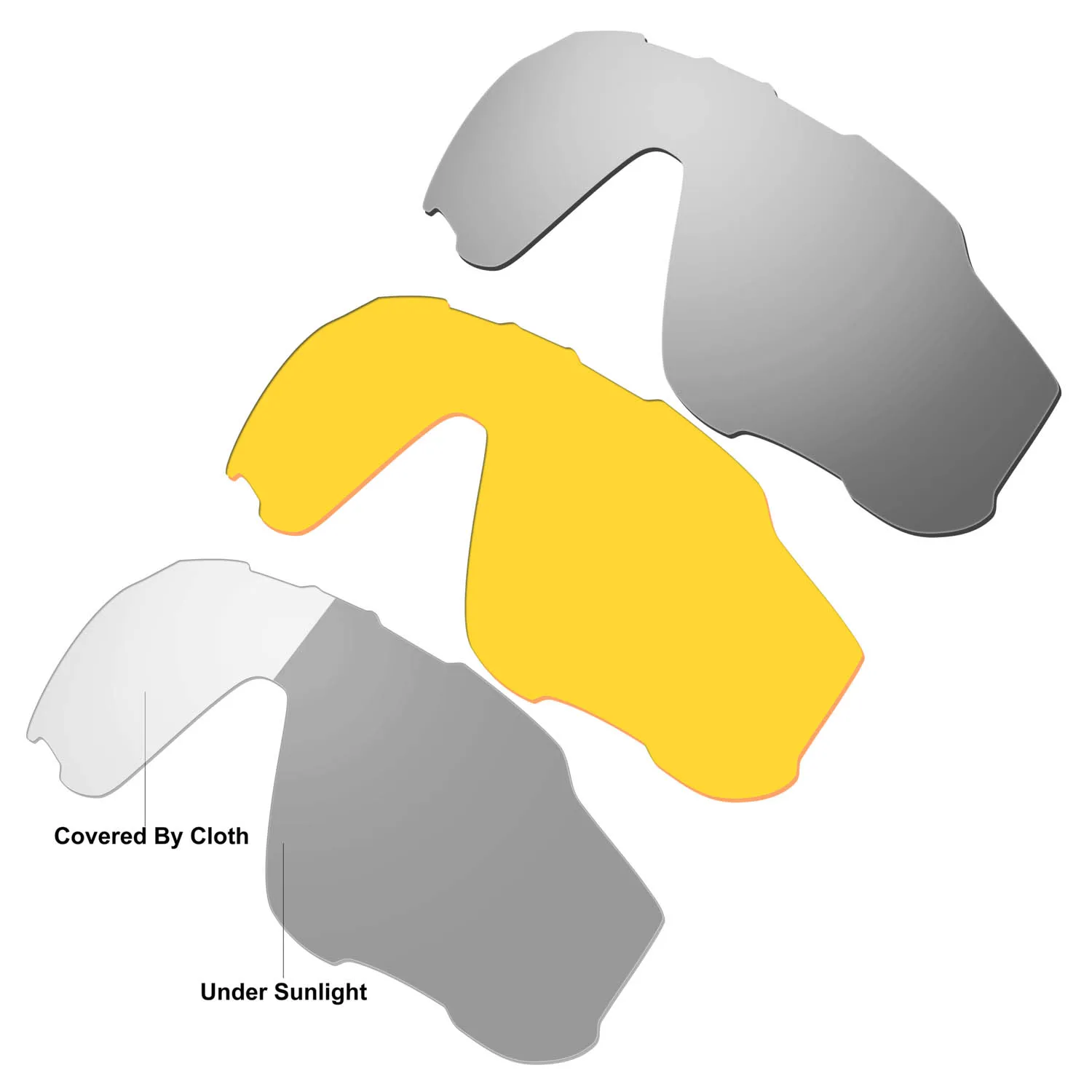 

HKUCO Silver(Polarized)/Transparent Yellow/Photochromic Replacement Lenses For Jawbreaker Sunglasses Increase Clarity