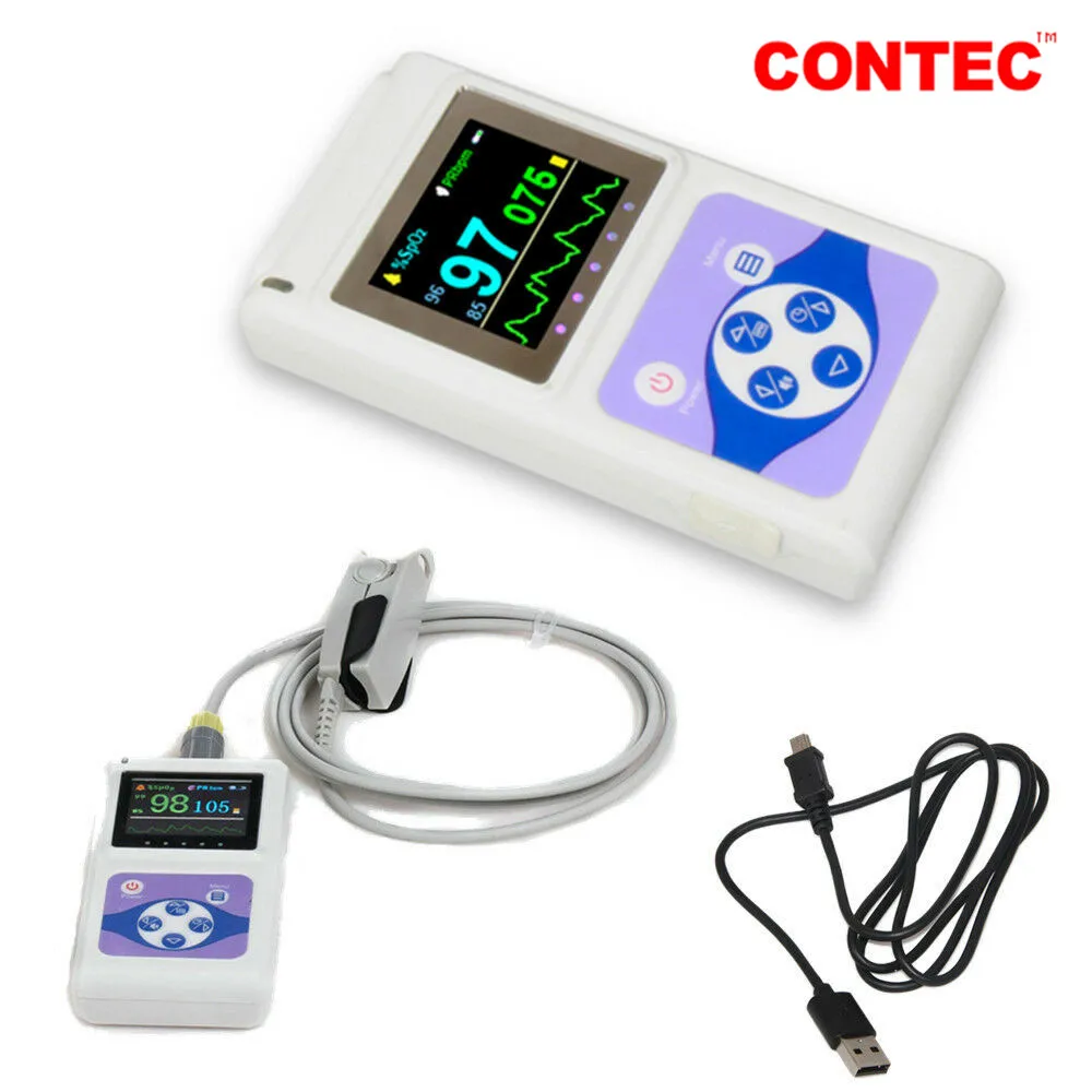 CONTEC CMS60D Fingertip Pulsoximeter SpO2 PR Schlaf Herz Rate Monitor, Alarm + Software