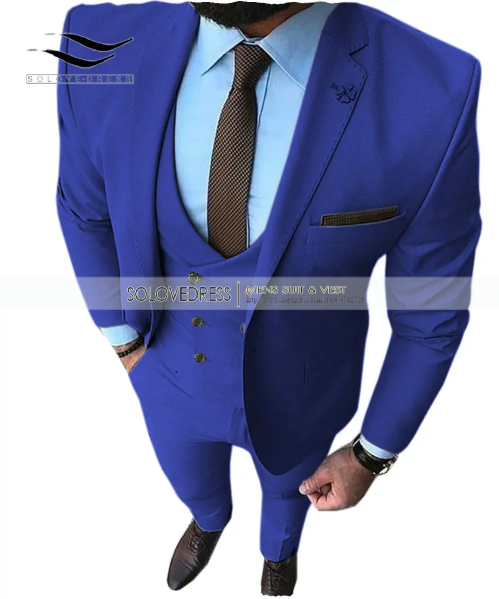 2019 Mens Suits 3 Pieces Notch Lapel Suits Classic Design Casual Wedding Prom Slim Fit Suit Tuxedos Jacket Blazer & Pants & Vest