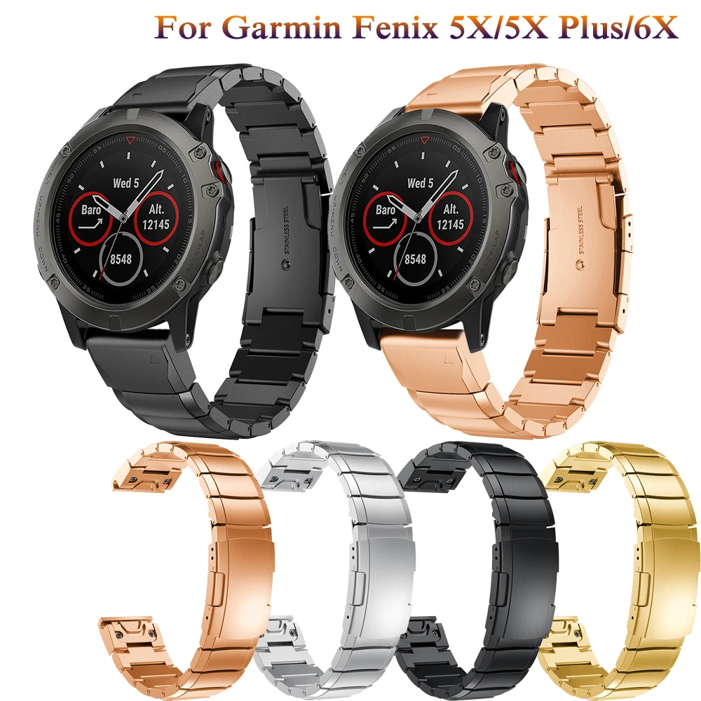 26mm fashion Wrist bands For Garmin Fenix ​​5X One Bead Quick Release Strap Stainless Steel Metal Bracelet For Garmin Fenix ​​6X