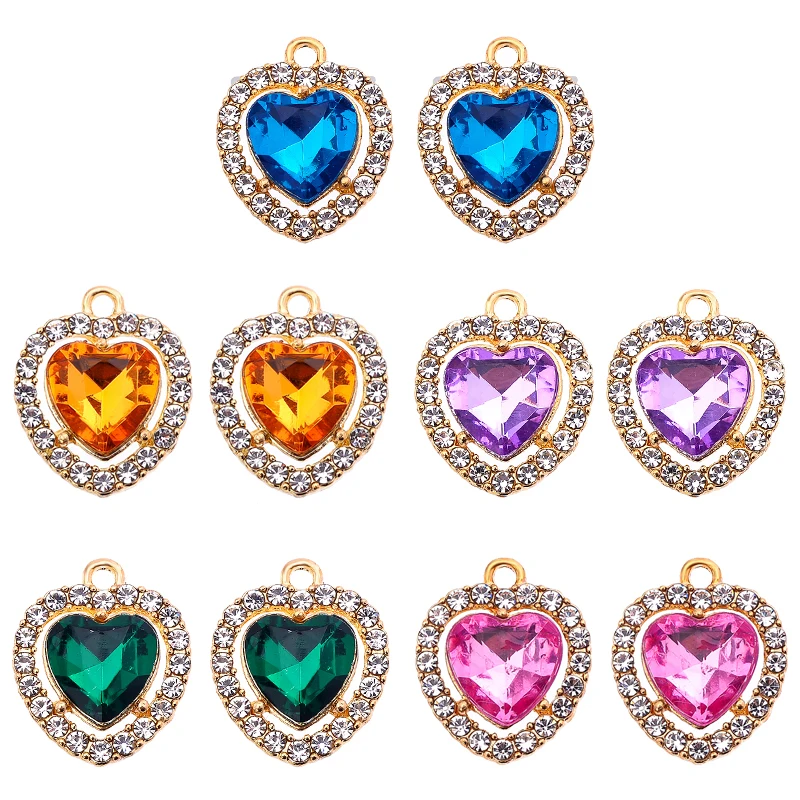 10Pcs/Lot 19x15mm 14 Color RRed Love Heart Charms for Jewelry Making Pendants Necklaces Cute Earrings DIY Handmade Accessories