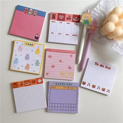 Bloc-Notes ours cerise, étiquette autocollante, Portable, Kawaii, papeterie pour journal intime, fournitures scolaires et de bureau, 50 feuilles