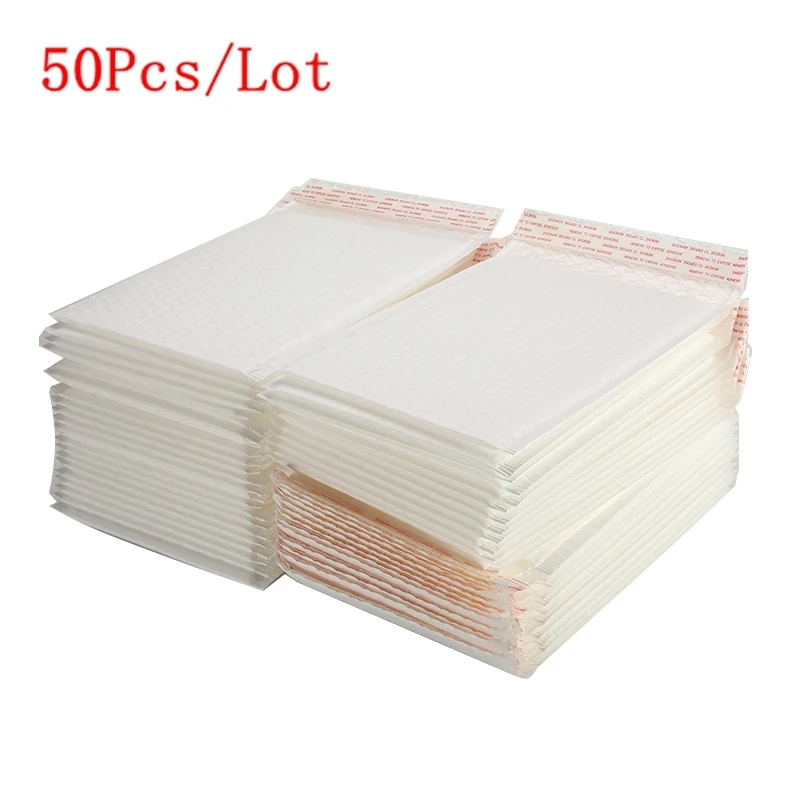 50Pcs/Lot Foam Express Delivery Packaging Mailing Envelope Bag Different Specifications Matte White Bubble Film Envelope Bag