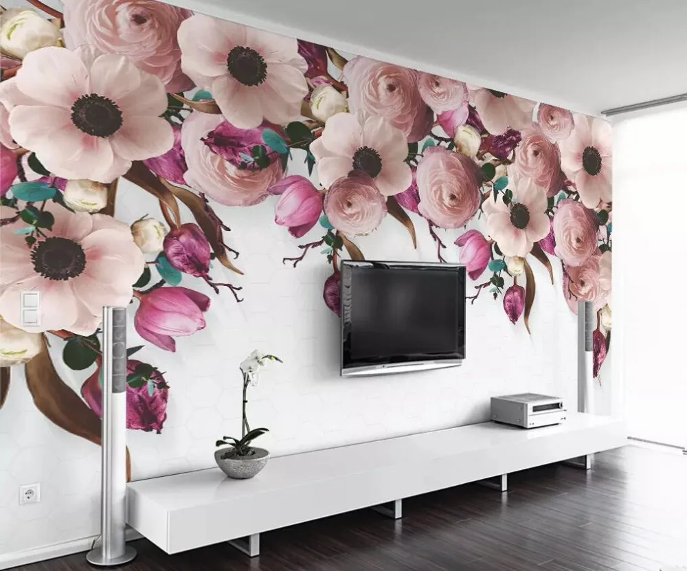 

XUE SU Wall covering custom wallpaper modern minimalist flower personality living room bedroom background wall 3D mural