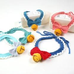 Decorative Crochet Collar for Pet, Hand-knitted Dog Bell, Cat Wool Scarf, Teddy British Short Bow