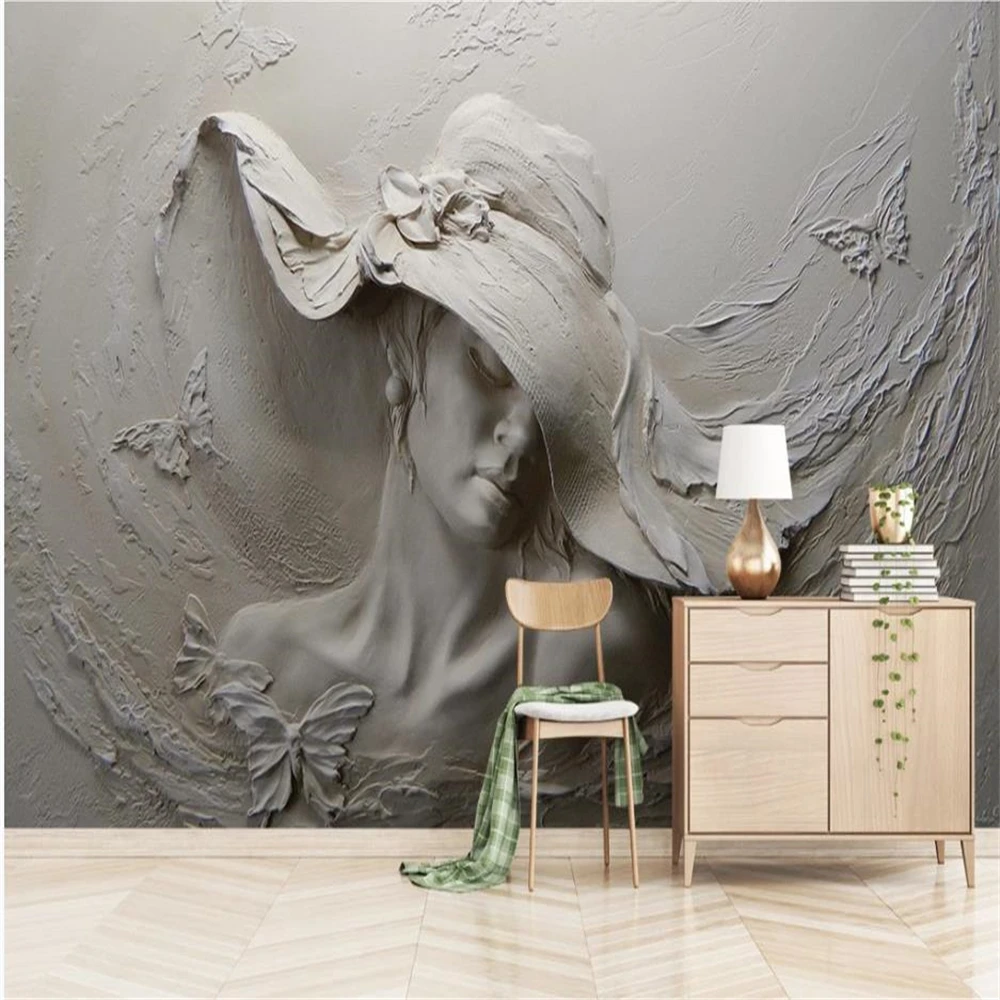 

3d three-dimensional embossed beauty wallpapers background wall 3d stereoscopic wallpaper