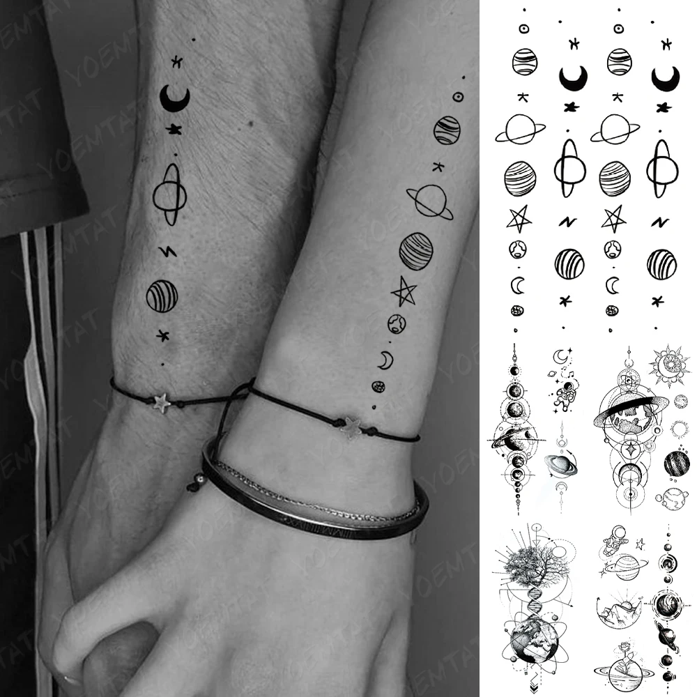 

Waterproof Temporary Tattoo Sticker Planet Cute Tatto Children Arm Ankle Realistic Tatoo For Women Men