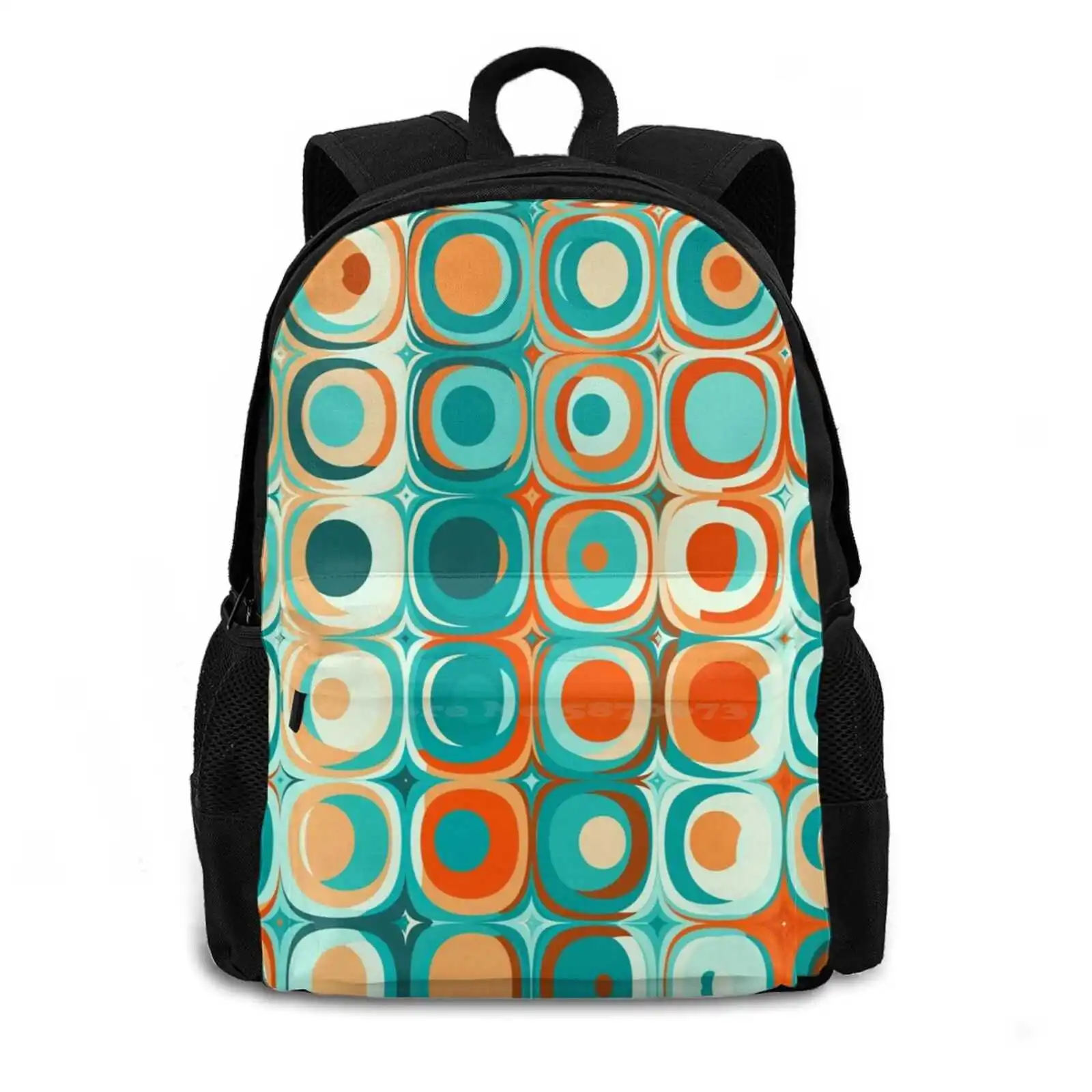 Turquoise And Orange Dots New Arrivals Unisex Bags Casual Bag Backpack Geometric Dots Circles Pattern Blue Turquoise Orange