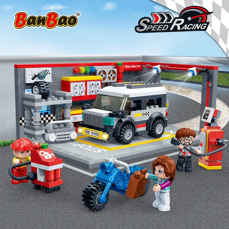 BanBao Garage Pull Back Car Off-road Racing Vehicle Bricks Educational Building Blocks For Kids Children Model Toys 8630