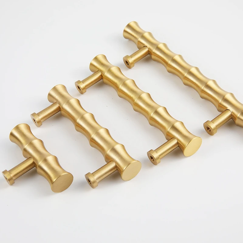 Bamboo Brass Kitchen Cabinet Knobs And Handles Gold Drawer Cupboard Door Pulls  - 1 Pack