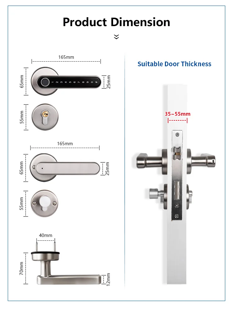 Imagem -04 - Cerradura-fechadura Inteligente Ttlock Eletrônica com Impressão Digital Wi-fi Haste Magnética Trava de Porta