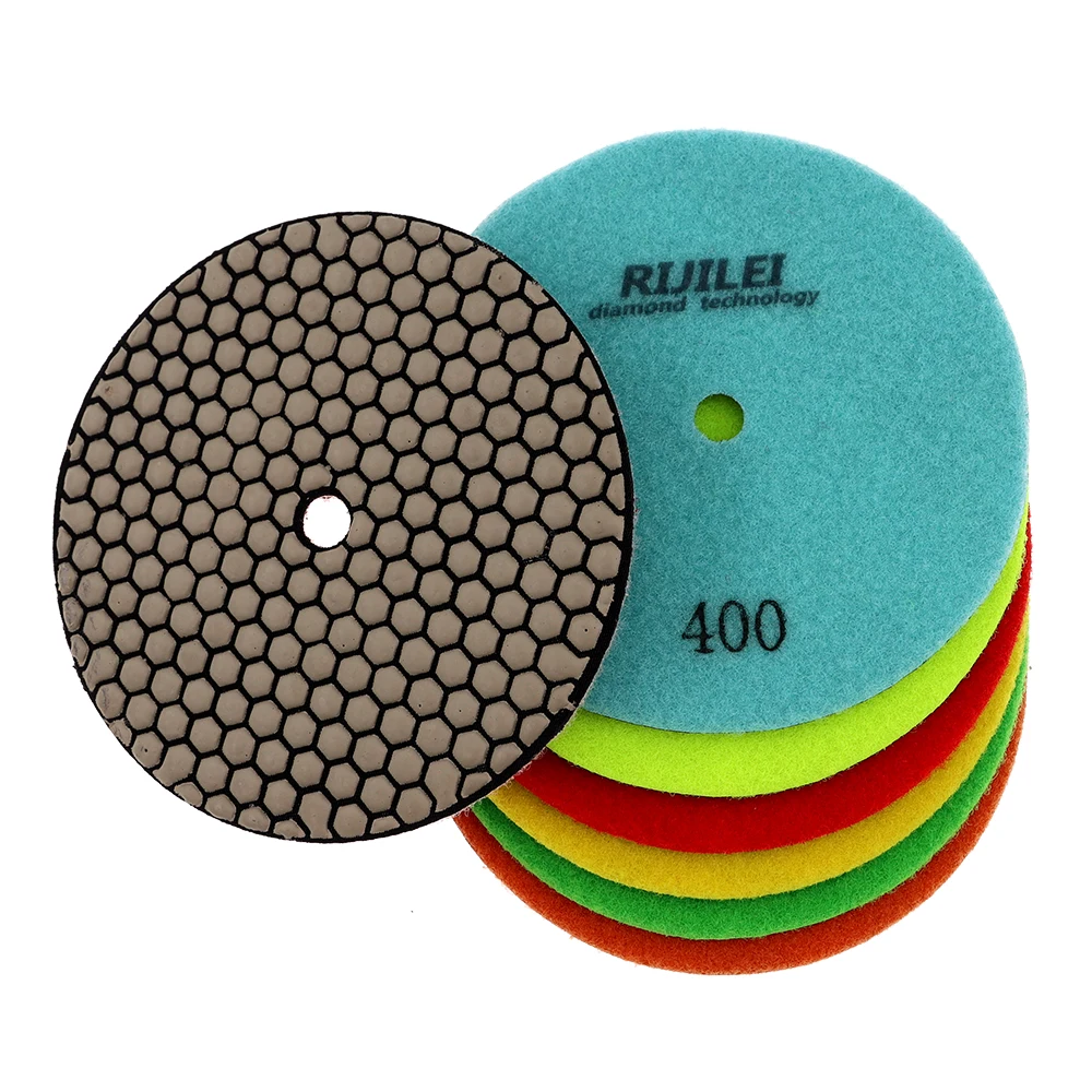 7PCS/Set 4-11 Inchs Diamond Dry Polishing Pad Sharp Flexible 100-280mm Sanding Disc For Granite Marble Stone Concrete Floor