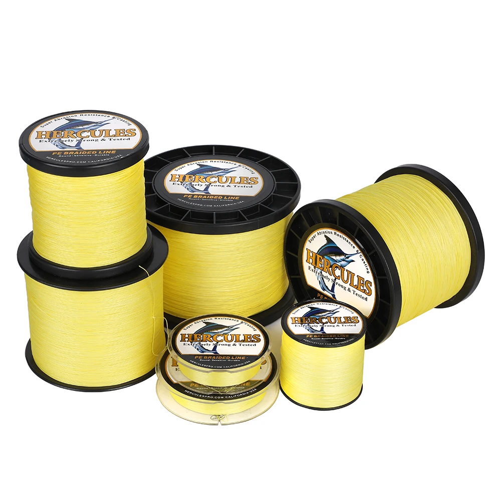 

Hercules Braid Fishing Line 12 Strands Braided Wire Yellow 300M 500M 1000M 10-420LB Multifilament 100% PE Pesca Super Strong