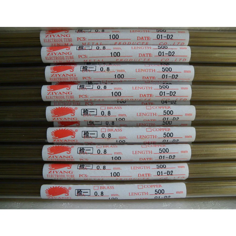 Ziyang Brass Electrode Tube Single Hole OD0.8*500mm Length for EDM Drilling Machine