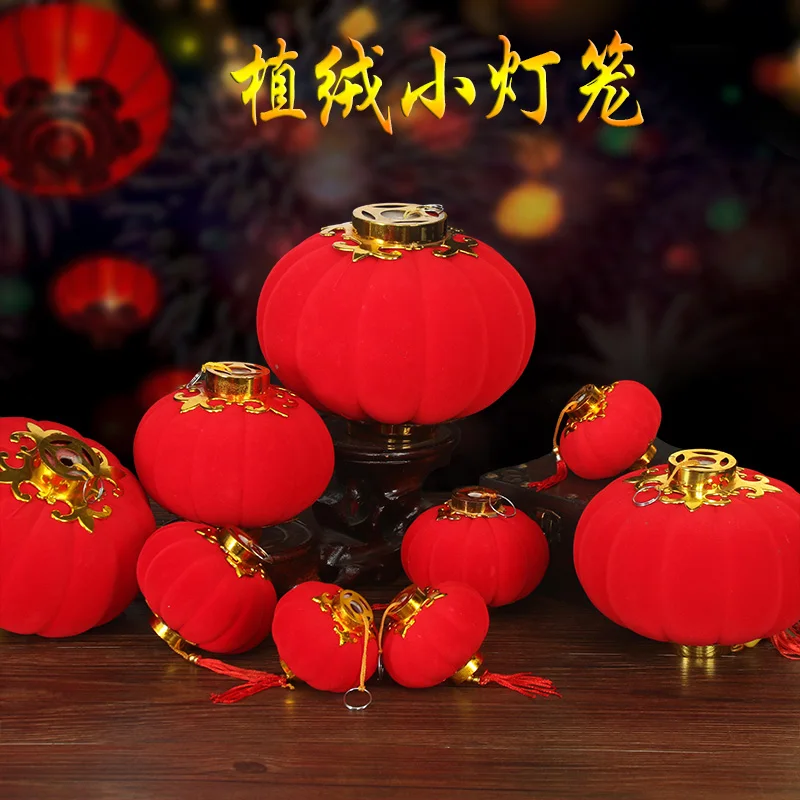 

Flocked small lanterns serial hanging new year outdoor indoor bonsai wedding festive decoration scene decoration