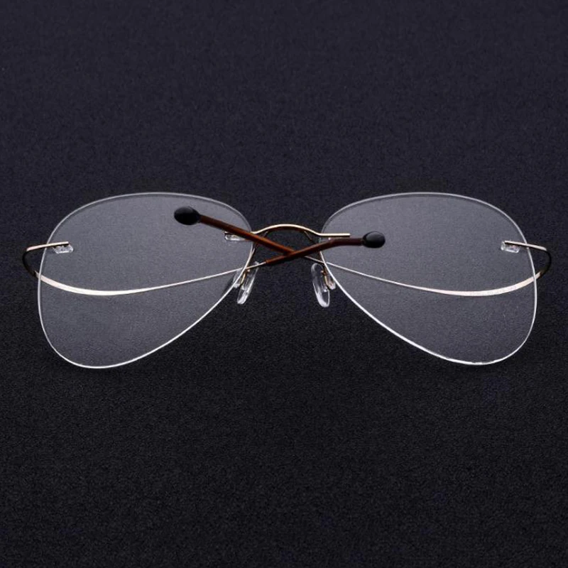 Large Frame Titanium Pilot Reading Glasses Ultralight Elasti Men Women Rimless Presbyopia Eyeglasses  +1 +1.25 +1.75 to +4 L3