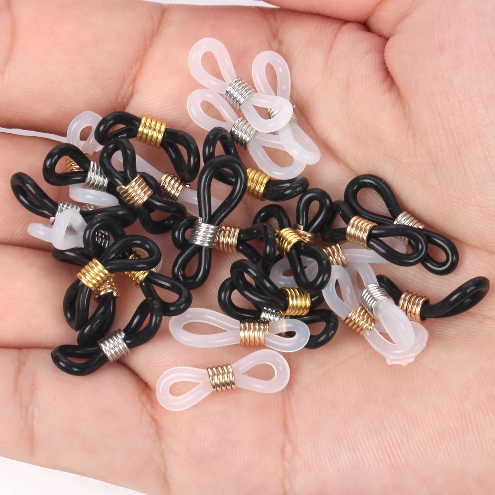 20pcs Ear Hook Adjustable Anti-Slip Eyeglass Chain Ends Retainer Rubber Glasses Ring Sunglasses Loop Connectors Accessories