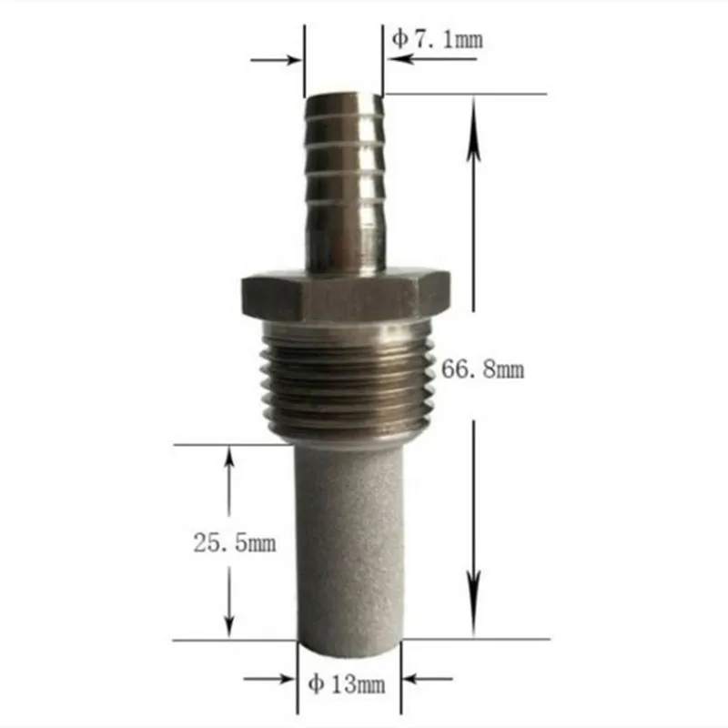 Pierre d'aération en acier inoxydable, pierre de diffusion de 0.5 microns avec tuyau de 1/4 po, oxygénation et satisfaction