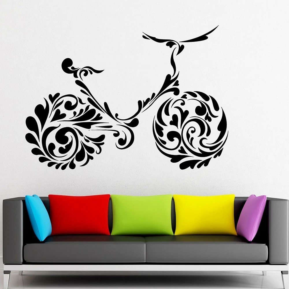 Abstract bicycle Wall Sticker Vinyl Decal Bike Pattern Decor Sports Healthy Lifestyle Wall Decals for Kids Room Home Decor B359