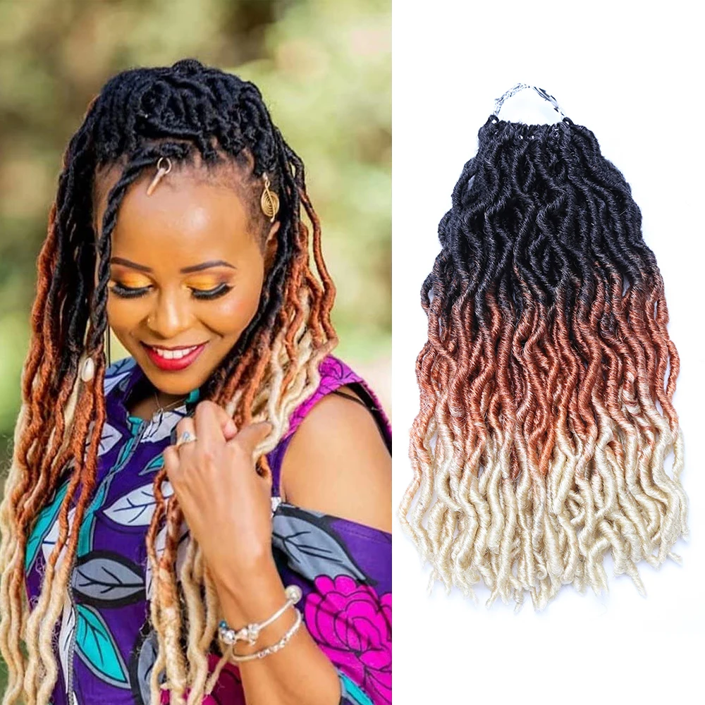 

Faux Locs Crochet Hair synthetic Dreadlocks Braids Goddess Soft Locs Ombre Curly Braiding Hair Extensions For Black Women