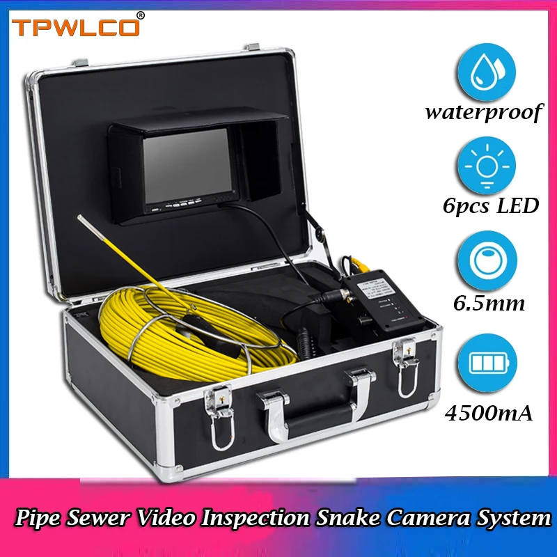 6.5mm Endoscope Video Camera With 6pcs Adjustable LEDS Lights For 20m Cable 7