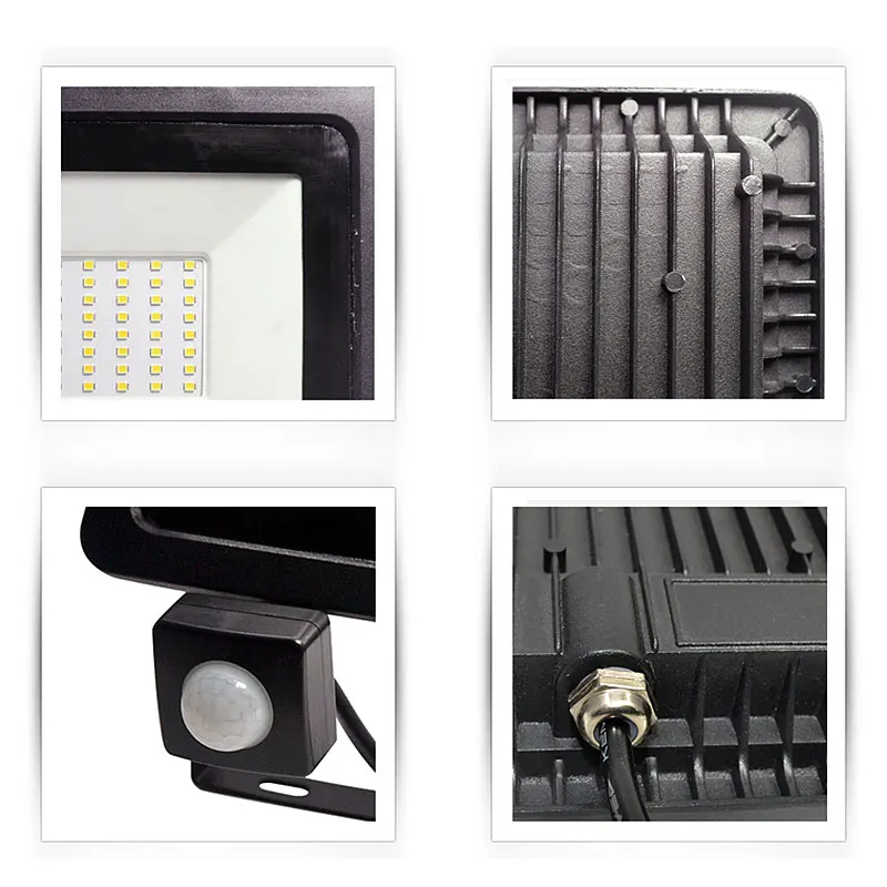 10W 20W 30W 50W 100W Led Flood Light With Adjustable PIR Sensor SMD 2835 Floodlights Outdoor Lighting For Street Square
