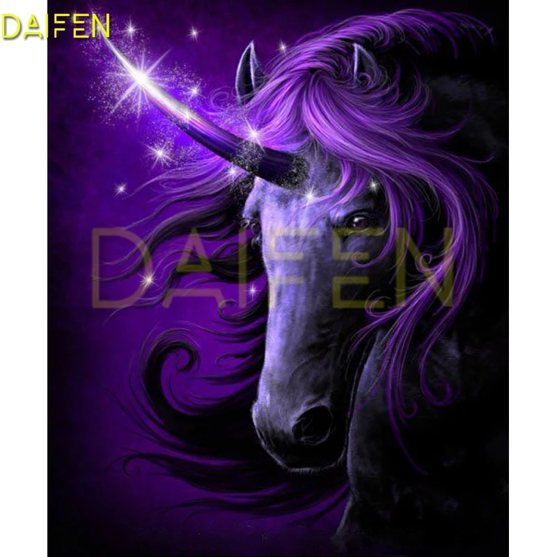 Full Square Diamond mosaic Purple unicorn Full Round Diamond embroidery Purple unicorn 5DDIY Diamond painting Cross stitch horse