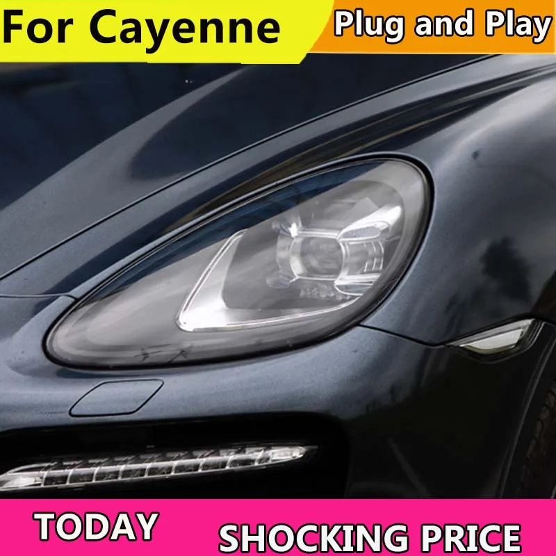 Car Style all LED headlights for Porsche Cayenne 11-14 for Cayenne head lamp LED DRL Lens Double Beam H7 HID xenon lens