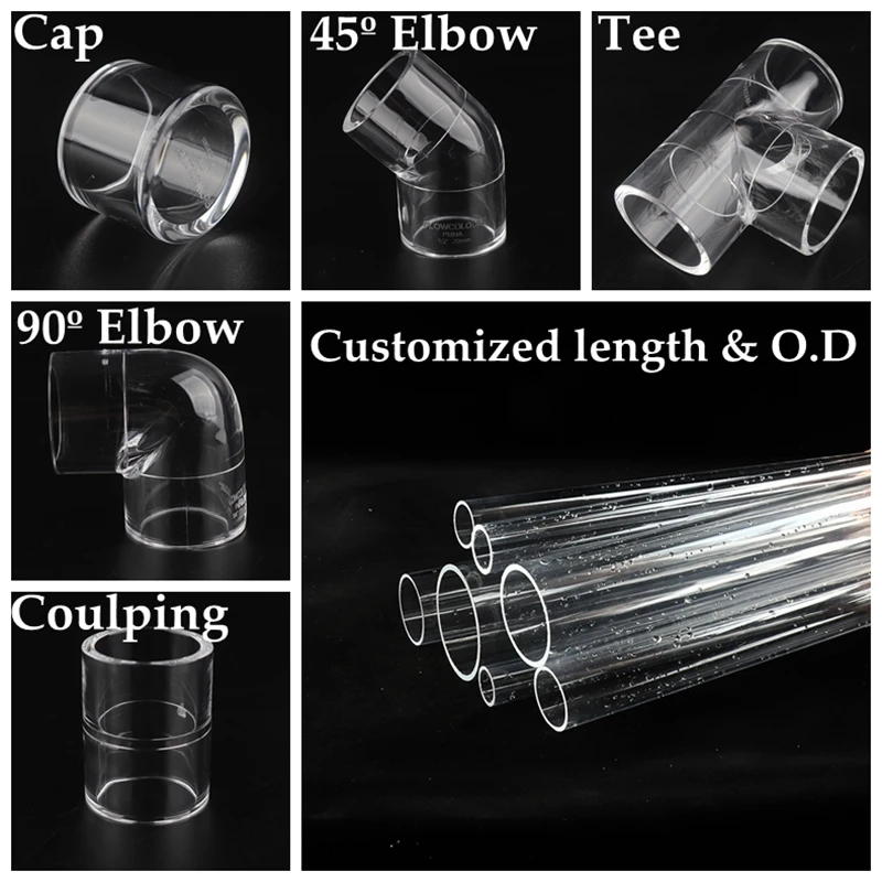 

1pc 20Acrylic Pipe Aquarium Fish Tank Connector Plexiglass Water Hose Supply Tube Elbow Joints Shrimp Nano Coupling Tee Fittings