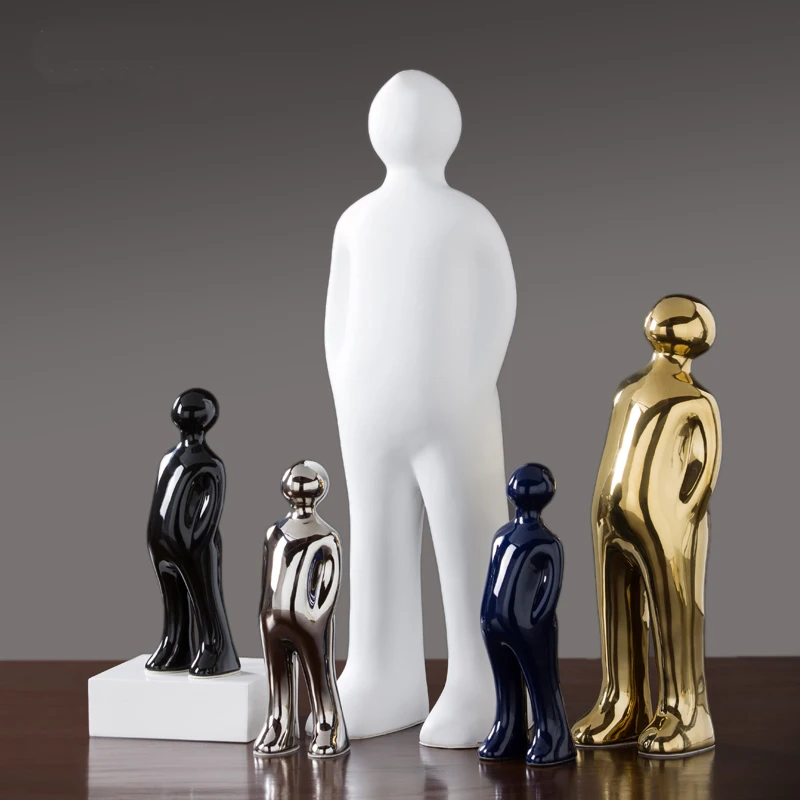 

Modern unique small boy ceramic Home Decoration Abstract leisurely people art sculpture